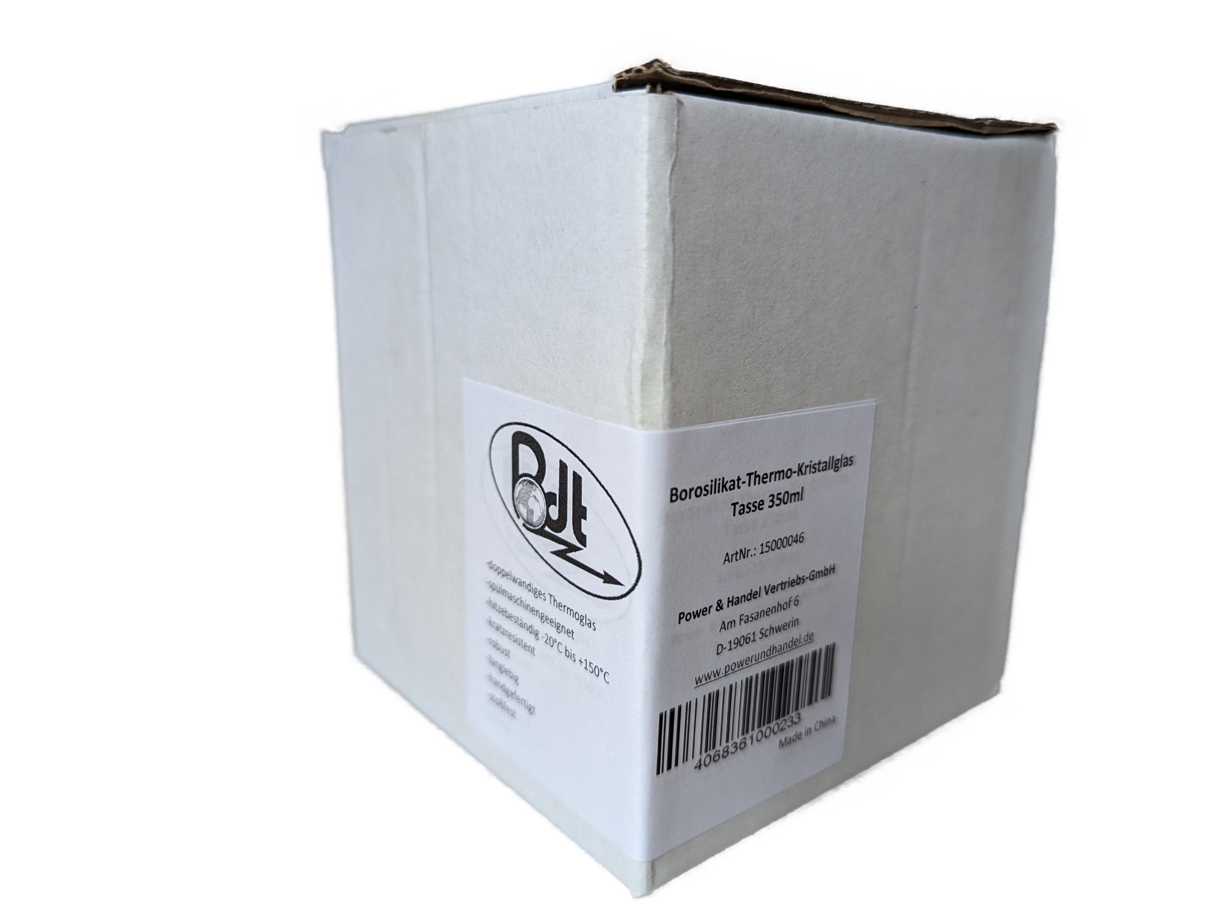 Bdt Doppelwandige Thermoglastasse Tasse, Borosilikatglas, 350 ml, spülmaschinengeeignet