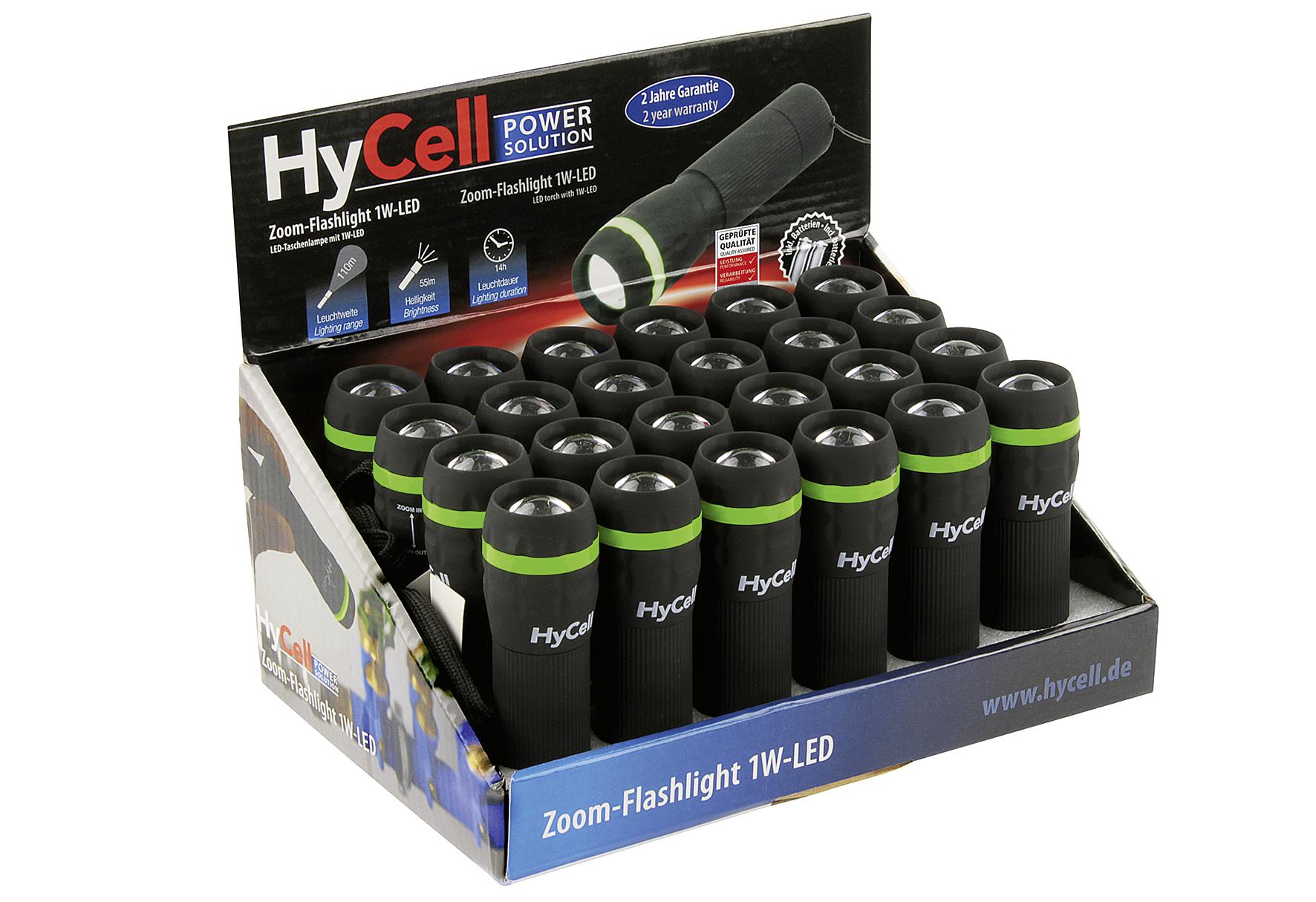ANSMANN LED Taschenlampe 'HyCell Zoom-Flashlight' im 24er Display Display mit 24 Taschenlampen