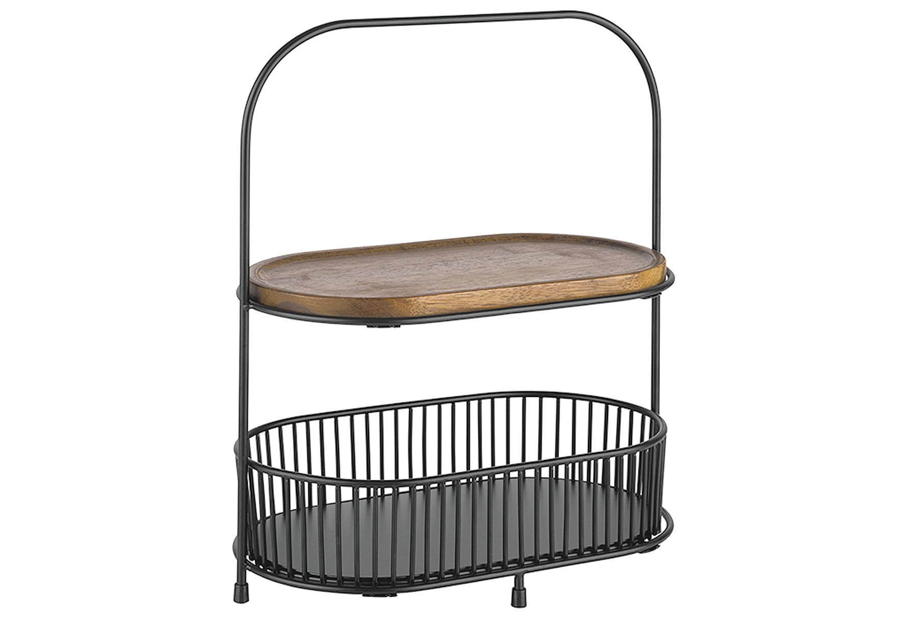 APS Etagere 2-stufig 5-teilig 1 Gestell, 2 Metallkörbe, 2 Holzbretter
