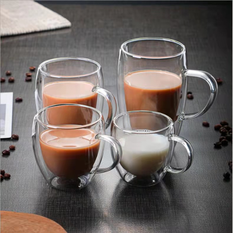 Bdt Doppelwandige Thermoglastasse Tasse, Borosilikatglas, 350 ml, spülmaschinengeeignet