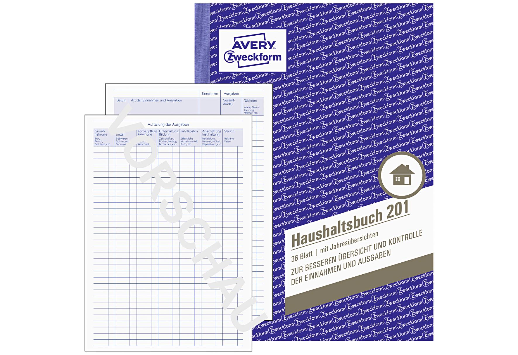 AVERY ZWECKFORM Haushaltsbuch A5 36Blatt