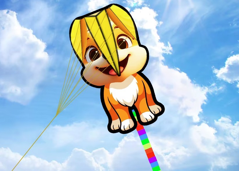 Bdt Softkite, Drachen, Einleiner  für Kind und Erwachsene *Dog* inkl. 30m Leine, 76x132cm+ ca. 6m Schwanz