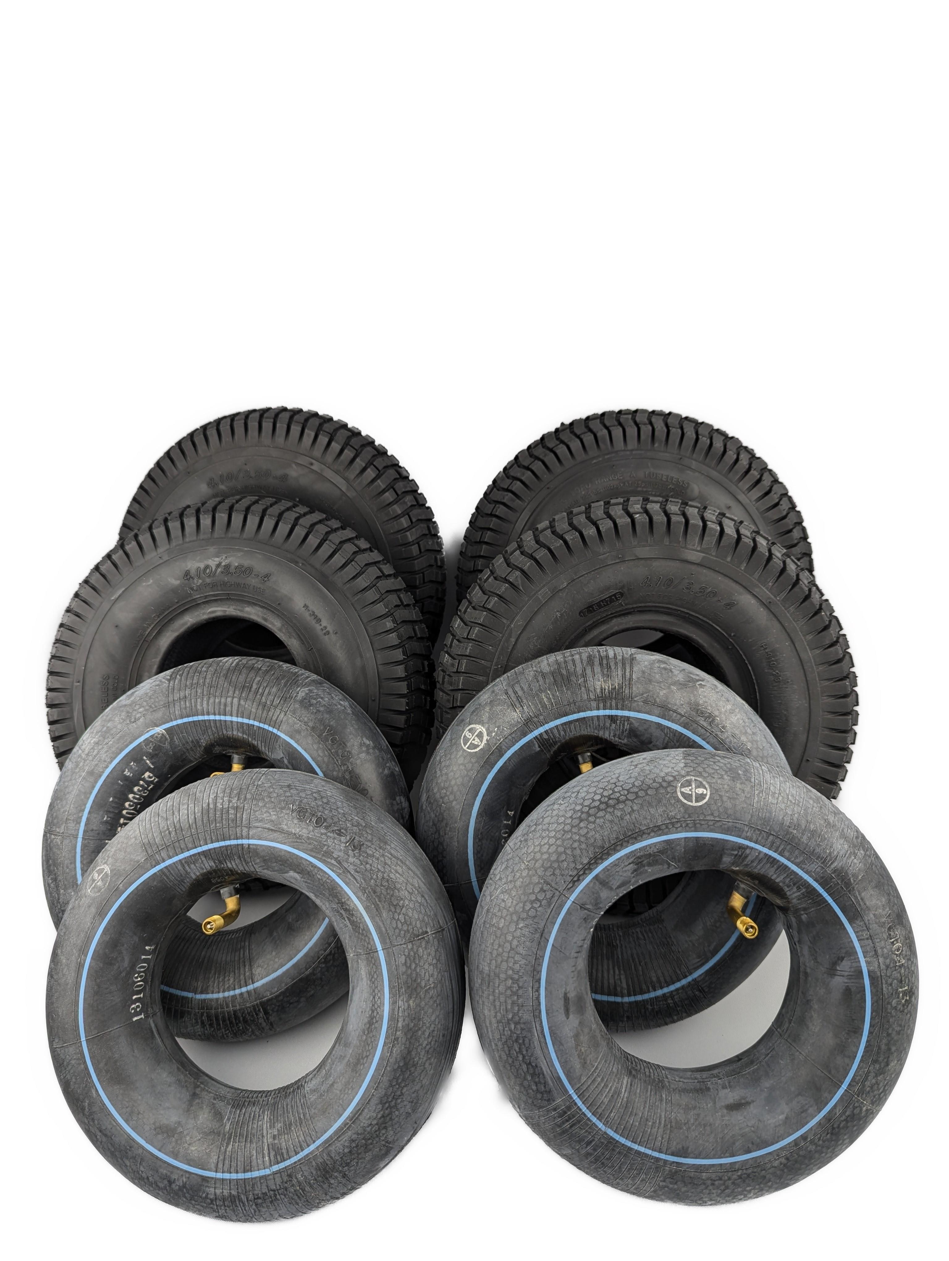 Bdt 4er SET: Decke (Ø 260 mm 4.10/3.50-4 2PR) + Schlauch (3.00-4'' TR87) f. Kettcar, Tretfahrzeuge, Bollerwagen, Babycar - VPE: 4