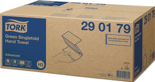 Handtuch TORK 2-lagig,Dekorprägung,advanced grün L230xB250ca.mm 3750 Tücher/VE