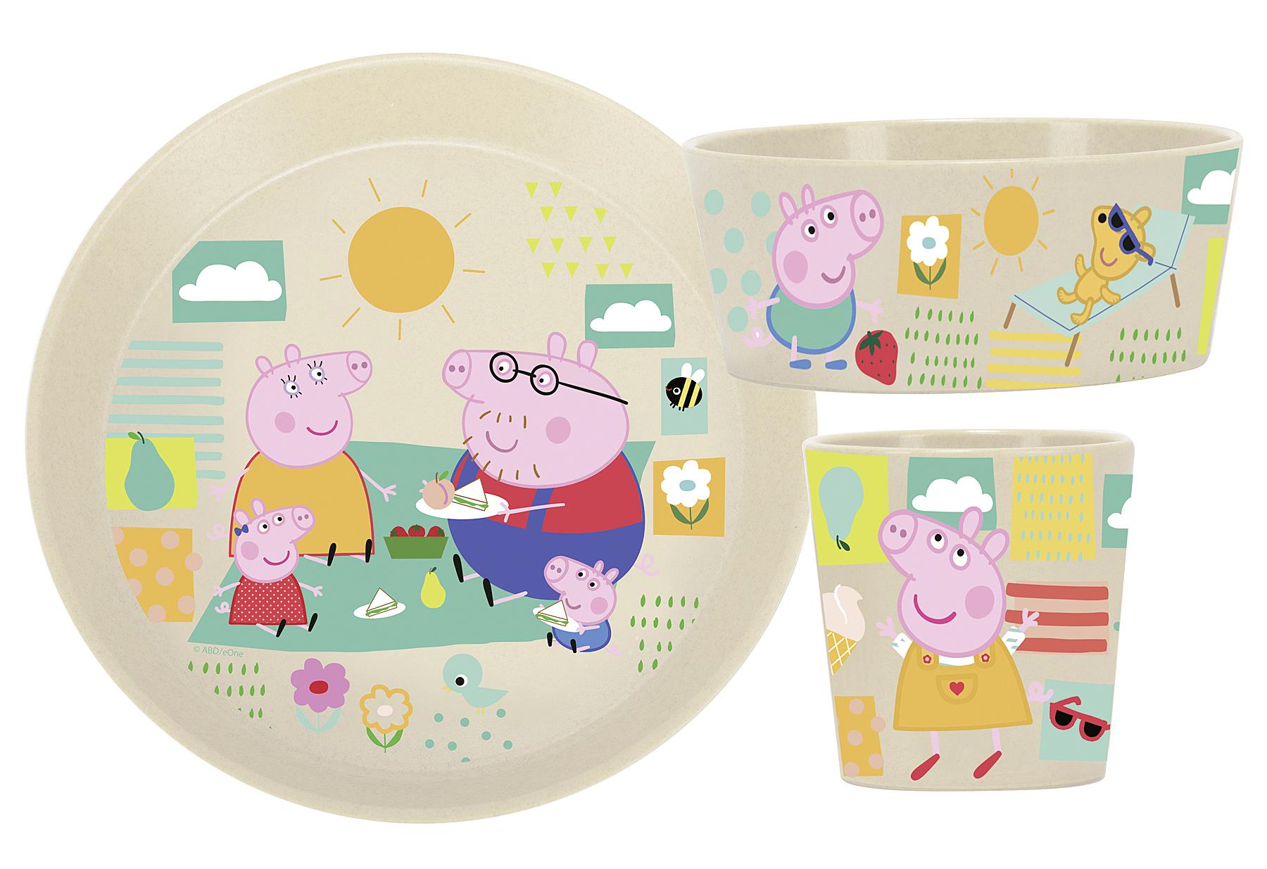 KOZIOL Geschirr-Set 'Connect Peppa Pig' 3-teilig 1 kleiner Teller, 1 Schale, 1 Becher