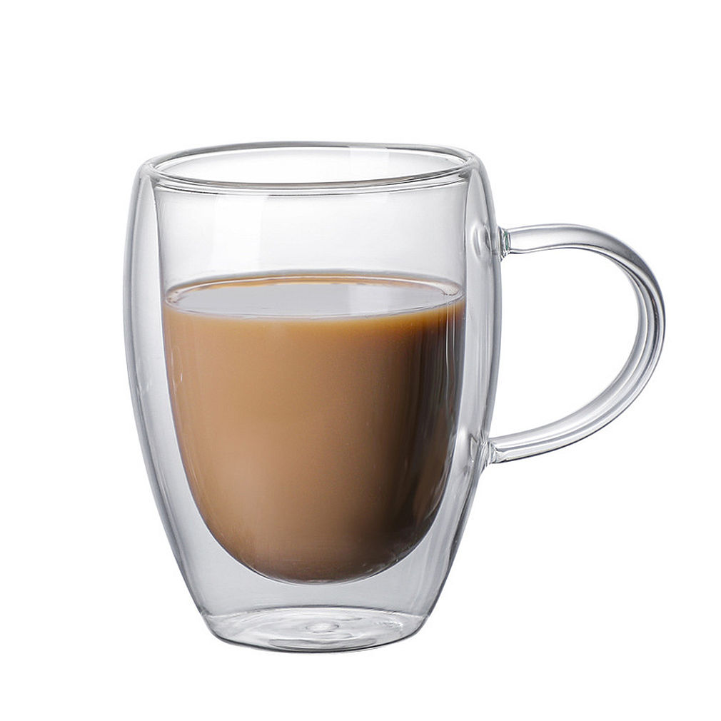 Bdt Doppelwandige Thermoglastasse Tasse, Borosilikatglas, 350 ml, spülmaschinengeeignet