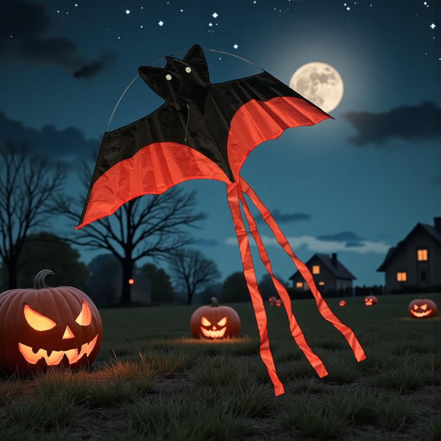 Bdt Drachen, Einleiner, Kite für Kind und Erwachsene *Vampir* inkl. 50m Leine, 90x40cm + 3m Schweif