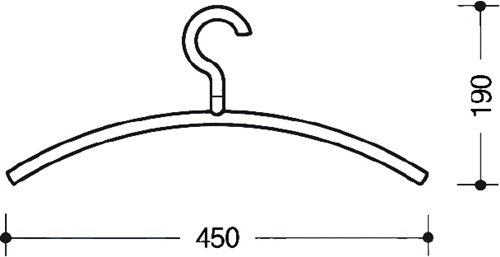 Kleiderbügel 570.3B 99 Kunststoff 99 reinweiß matt Breite 450 mm Höhe 190 mm HEWI
