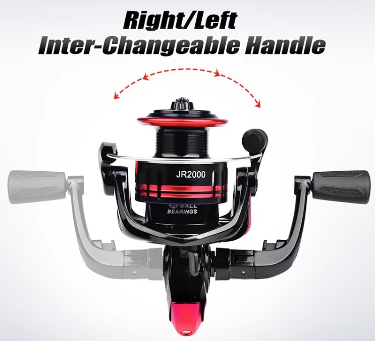 Bdt- FISHING GROUP Angelrolle / Spinnrolle / Stationärrolle ''JR2000'' rot Salz- und Süßwasser geeignet
