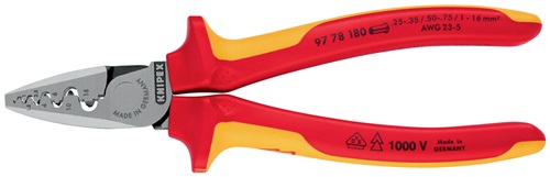 Aderendhülsenzange Gesamt-L.180mm 0,25-16,0(AWG 23-5)mm² pol.Mehrkomp-Hüllen VDE