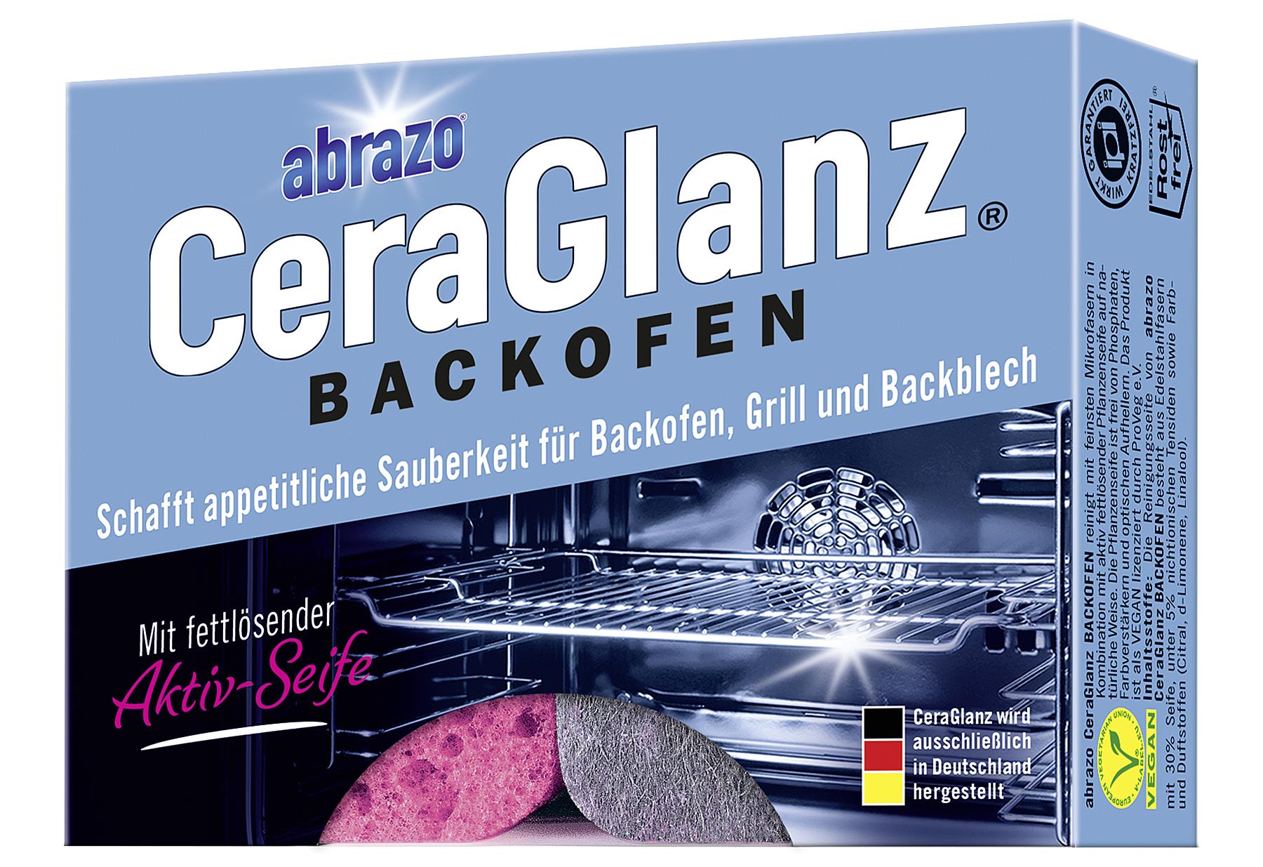 ABRAZO Schwamm 'CeraGlanz Backofen' 2er Pack Edelstahlwoll-Pad, Schwamm