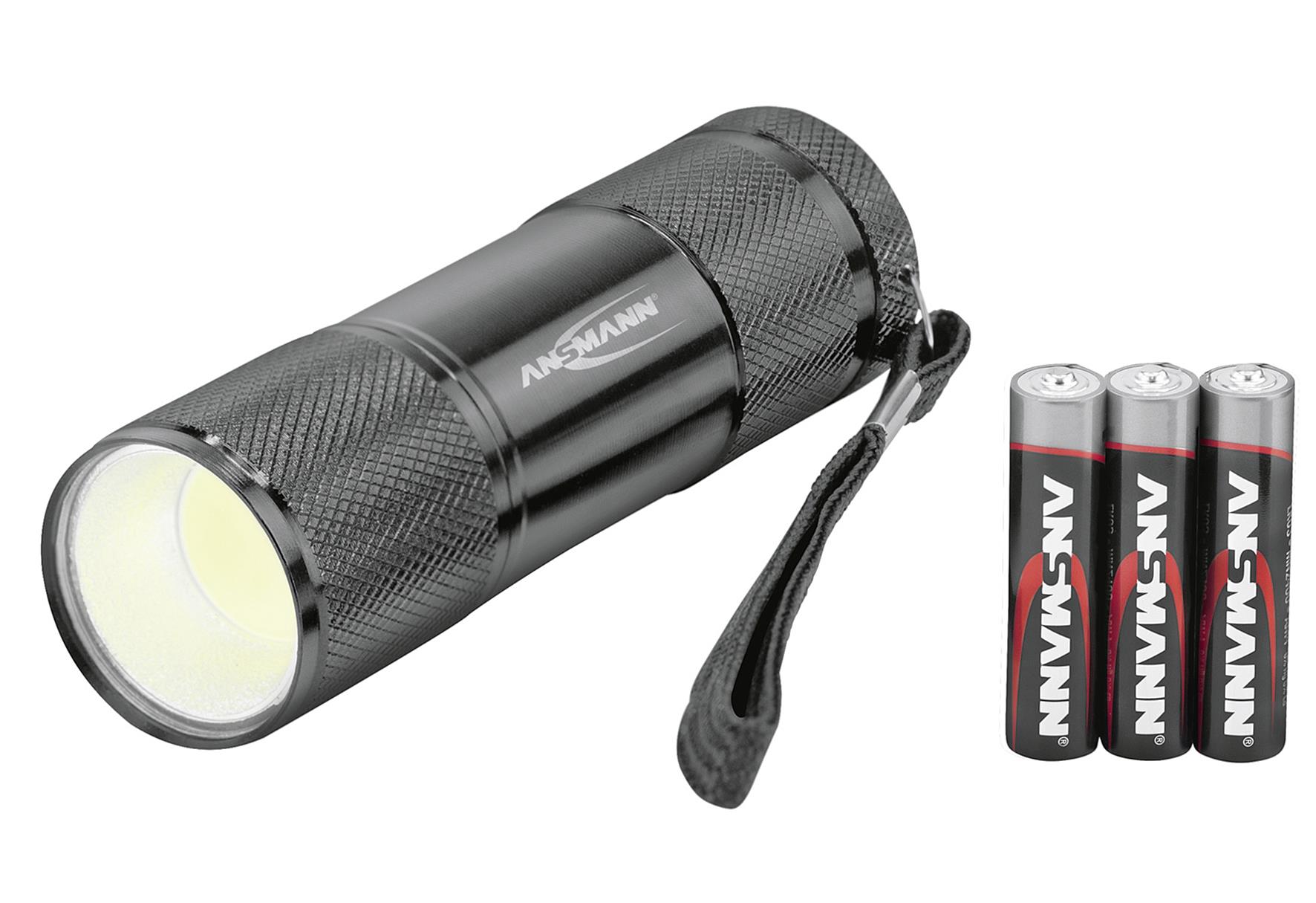 ANSMANN Taschenlampe 'Action' mit COB LED inkl. 3 x Micro AAA Alkaline Batterien