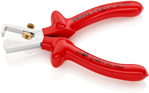 Abisolierzange L.160mm VDE verchr.tauchisol.m.Öffnungsf.KNIPEX