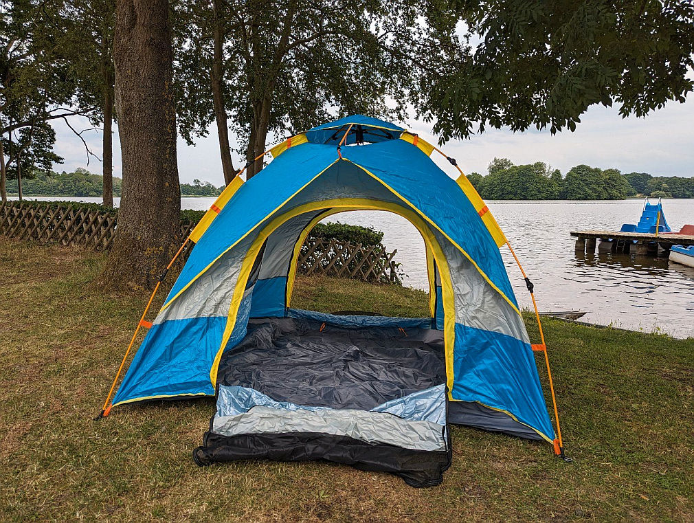 Bdt Pop Up Automatik Zelt 2-3 Personen Kornblumenblau