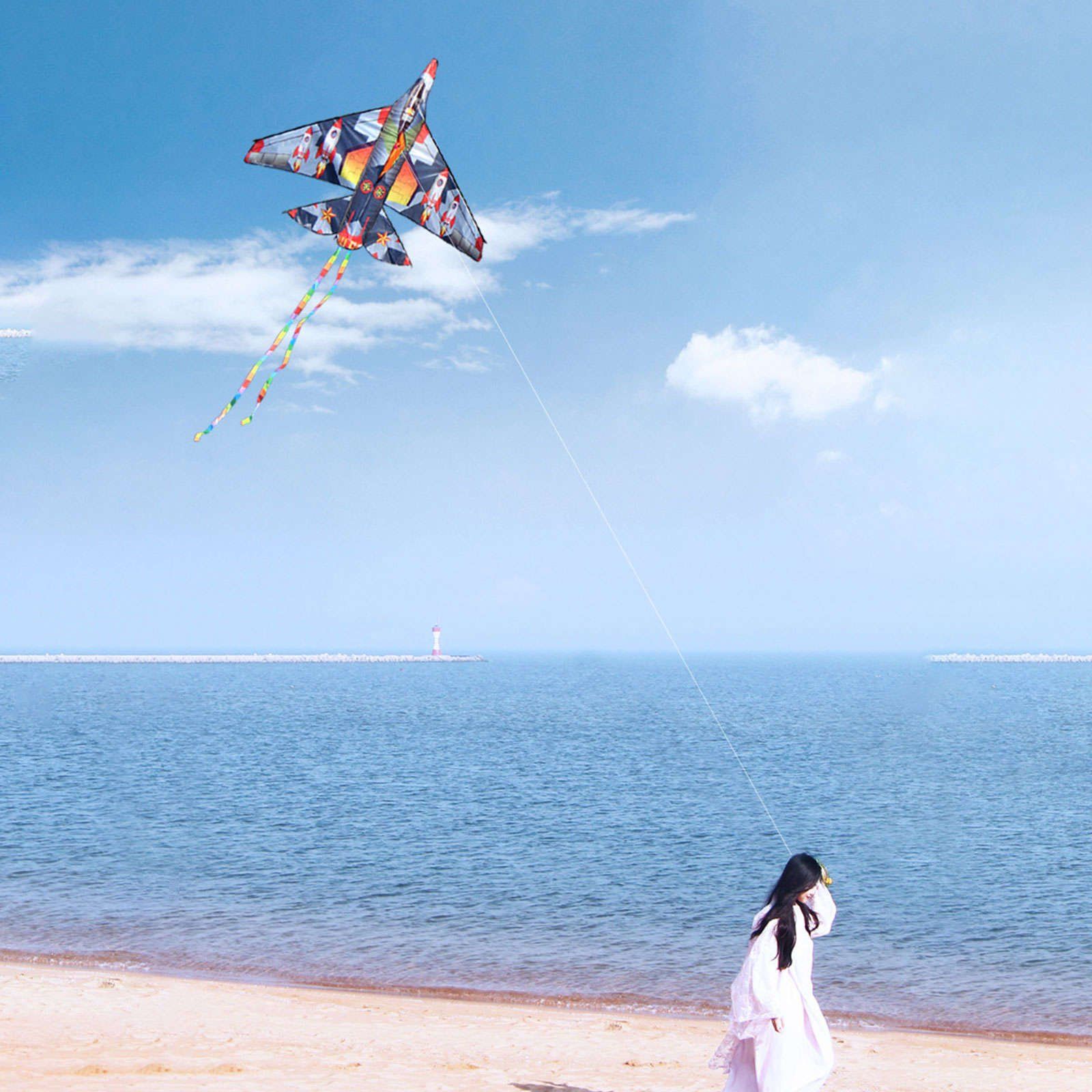 Bdt Drachen, Einleiner, Kite für Kind und Erwachsene *Flugzeug* inkl. 30m Leine, 156x115cm
