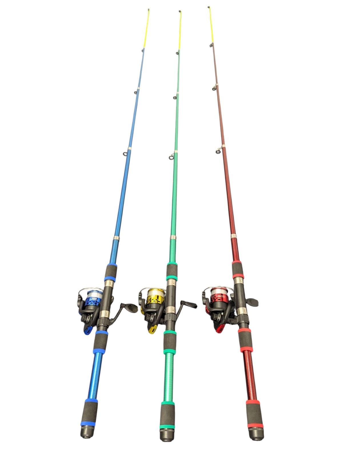 Bdt- FISHING GROUP- Angelset:  1,80m Angelrute Angelrolle ''AK200'' und Köder Set in Tasche, rot
