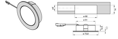 Einbauleuchte Chip L Emotion 12 V 4 W Rahmenfarbe Edelstahloptik L&S